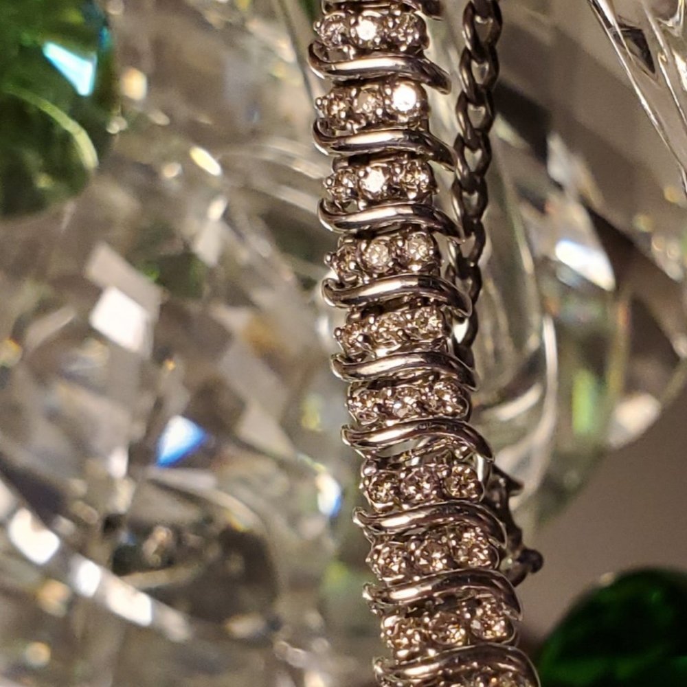 DIAMOND TENNIS BRACELET 14K WHITE  GOLD - Picture 11 of 12